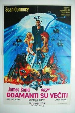 007 James Bond Diamonds Are Forever Sean Connery 1971 Rare Exyu Movie Poster