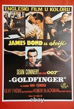 007 James Bond Goldfinger Sean Connery 1965 Rare Glossy Exyugo Movie Poster