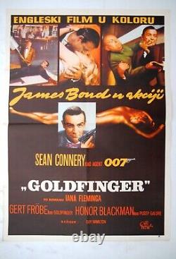 007 James Bond Goldfinger Sean Connery 1965 Vintage Rare 1st Yugo Movie Poster