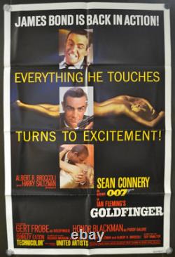 1964 James Bond 007 Goldfinger 27x41 Poster One Sheet Sean Connery CRM