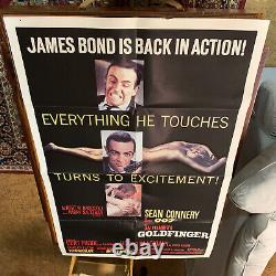 1964 R-80 Goldfinger 27 X 40 Original James Bond 3rd Movie! Sean Connery