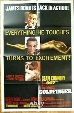 1964 R-80 Goldfinger 27 X 40 Original James Bond 3rd Movie! Sean Connery