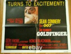 1964 R-80 Goldfinger 27 X 40 Original James Bond 3rd Movie! Sean Connery