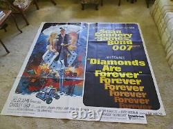 1971 James Bond Diamonds are Forever Original 6 Sheet Movie Poster Sean Connery