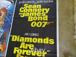 1971 James Bond Diamonds are Forever Original 6 Sheet Movie Poster Sean Connery