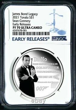 2021 James Bond Legacy Sir Sean Connery SILVER PROOF $1 1oz COIN NGC PF70 ER