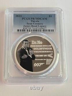 2021 Tuvalu $1 1 Oz Silver James Bond Legacy Sean Connery 007 Proof PCGS PR 70