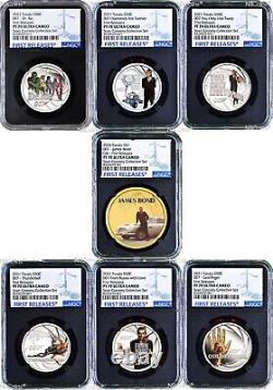 2024 7-Coin-Set SEAN CONNERY COLLECTION SILVER $1 6x50c NGC PF70 007 James Bond