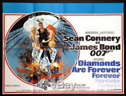 Diamonds Are Forever Sean Connery James Bond 1971 British Quad Movie Poster Nm