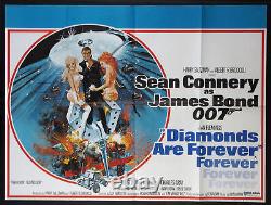 Diamonds Are Forever Sean Connery James Bond 1971 British Quad Vf / Near Mint