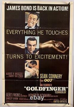 GOLDFINGER Movie Poster (Fine-) One Sheet 1962 James Bond 007 Sean Connery