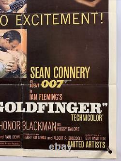 GOLDFINGER Movie Poster (Fine-) One Sheet 1962 James Bond 007 Sean Connery