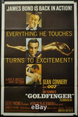 Goldfinger 1964 Original 27x41 Movie Poster Sean Connery James Bond 007