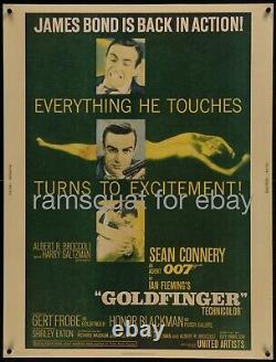 Goldfinger 1964 RARE 30x40 paperbacked Sean Connery James Bond 007 Gert Frobe