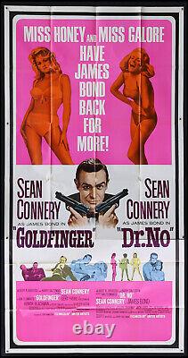 Goldfinger / Dr. No Sean Connery James Bond R-1966 3-sheet