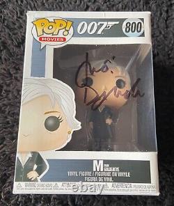 Hand Signed FUNKO POP JUDI DENCH as M 007 JAMES BOND Sean Connery + my COA