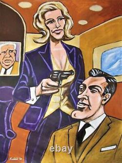 JAMES BOND 007 PAINTING goldfinger sean connery pussy galore honor blackman spy