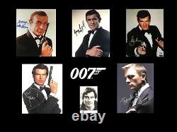 JAMES BOND 007 all six signed autograph SEAN CONNERY, ROGER MOORE, DANIEL CRAIG