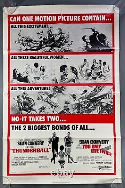 JAMES BOND Double Feature THUNDERBALL YOLT Original Theatrical One Sheet 27x41