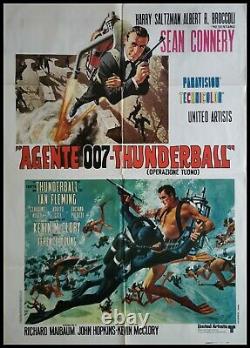 JAMES BOND THUNDERBALL Original Movie Poster 39x55 2Sh Italian SEAN CONNERY 007