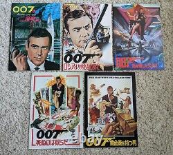 James Bond 007 Brochures Japanese (5x) Ian Fleming & Sean Connery & Roger Moore