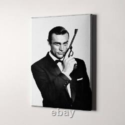 James Bond 007 with Pistol Sean Connery 1960s Movies Canvas Wall Art Print