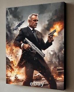 James Bond 007 withCOA Framed Canvas 40X30cm signed Hitt mondo Sean Connery