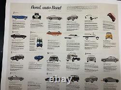 James Bond Automobile Poster 007 CARS Sean Connery, Daniel Craig, Roger Moore