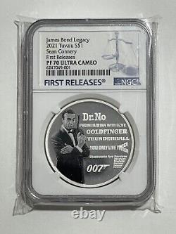 James Bond Legacy Sean Connery 2021 Silver Coin 1oz NGC PF 70 First Releases