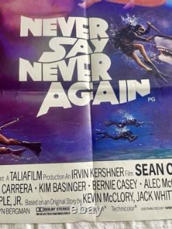 Original 1983 James Bond NEVER SAY NEVER AGAIN UK Quad Movie Poster Sean Connery