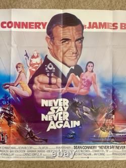 Original 1983 James Bond NEVER SAY NEVER AGAIN UK Quad Movie Poster Sean Connery