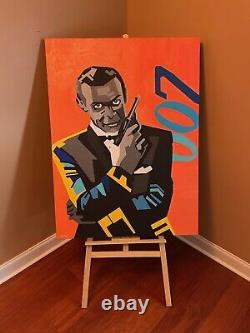 Original James Bond painting. Retro. Sean Connery. 36x48x1. Easel Not Included
