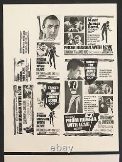 RARE Ad Sheet/Ad Slick 8 1/2 x 11 Sean Connery James Bond Dr No Goldfinger etc