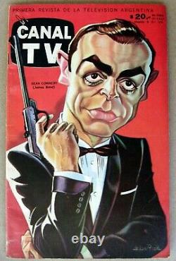 SEAN CONNERY JAMES BOND 007 Caricature RARE Magazine 1965 ROGER MOORE Maverick