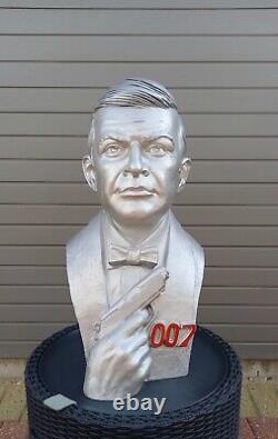 Sean Connery James Bond 007 Head / Bust Resin Silver Colour Display