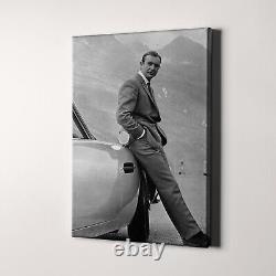 Sean Connery as James Bond with Aston Martin in Goldfinger Canvas Wall Art Print