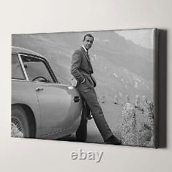 Sean Connery as James Bond with Aston Martin in Goldfinger Canvas Wall Art Print