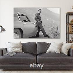 Sean Connery as James Bond with Aston Martin in Goldfinger Canvas Wall Art Print