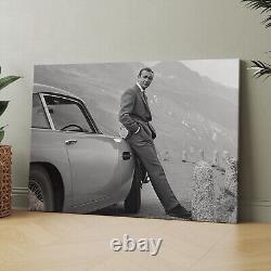 Sean Connery as James Bond with Aston Martin in Goldfinger Canvas Wall Art Print