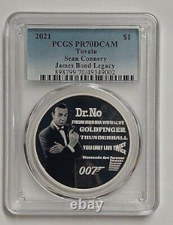 Tuvalu 2021 Silver $ James Bond Legacy Sean Connery WithCASE COA #4278 Pf-70 DCAM