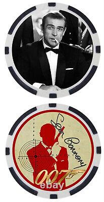 Twelve (12) Custom James Bond 007 Poker Chips Set