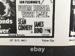 V RARE Brochure Poster Ad Sean Connery James Bond From Russia With Love Diamonds