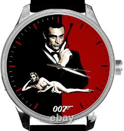 VINTAGE 1970s SEAN CONNERY AS 007 JAMES BOND RED & BLACK DIAL SOLID BRASS WATCH