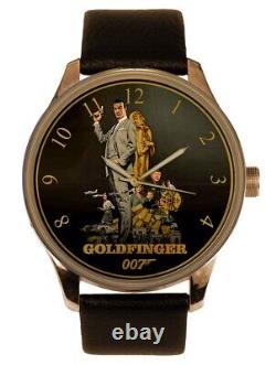 Vintage Sean Connery As James Bond 007 Goldfinger Poster Art Solid Brass Watch